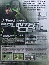 2003 Original Tom Clancy?s Splinter Cell Orig 3-pg Print Ad Gameboy PS2 NIN 170