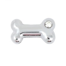 10 Silver Tone Alloy Rhinestone Dog Bone Slide Charms Beads Fit 8mm Wristband  s