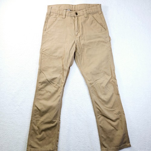 Carhartt Mens 31 X 32 Pants Carpenter Tan Khaki Workwear Cotton B324-DKH