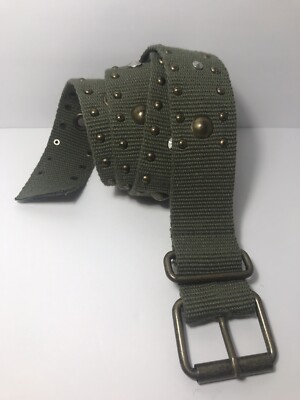Studded belt in olive green Black & Green Three Row Pyramid Stud Belt | Hot Topic main image 3