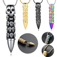 Personalized Bullet Urn Necklace Keepsake Memorial Ashes Skull Urn Necklace 2023