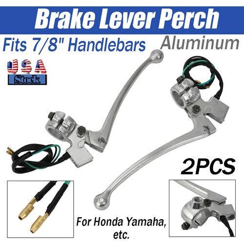 Honda GP Lever Perch Set W/ Mirror Mounts - Clutch + Drum Brake - Chrome - 7/8 - Foto 2