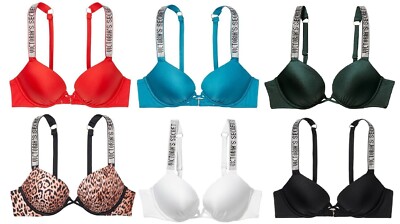 VICTORIA'S SECRET SHINE STRAP BALI BOMBSHELL ADD 2 CUPS PUSH UP SWIM TOP NWT
