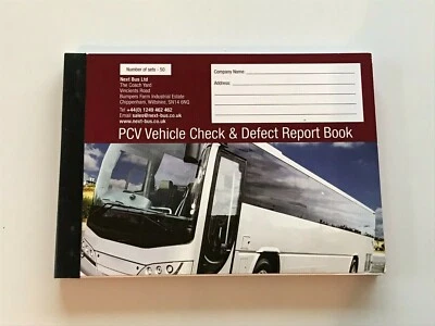 50 page Nil Defect Bus Coach PSV PCV Drivers Walk Around Check Book Duplicate x1 - Image 1 of 2