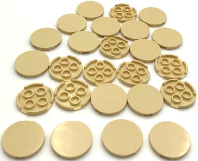 Lego 25 New Tan Tiles Flat Smooth Round 3 x 3 Parts