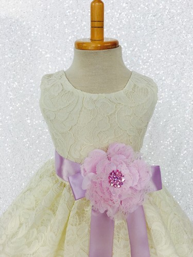 Ivory French Lace Off White Ribbon Flower Girl Dress Birthday Wedding Pageant - Picture 68 of 136