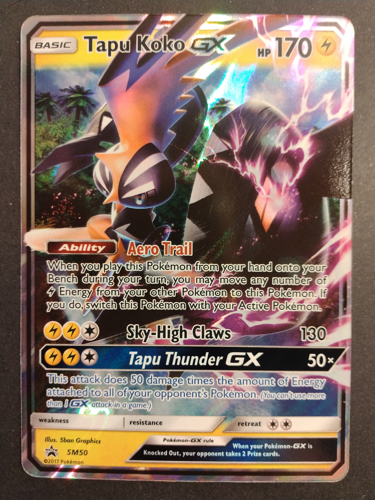 Pokemon TCG Tapu Koko GX SM50 Black Star Promo Ultra Rare Shiny LP - NM