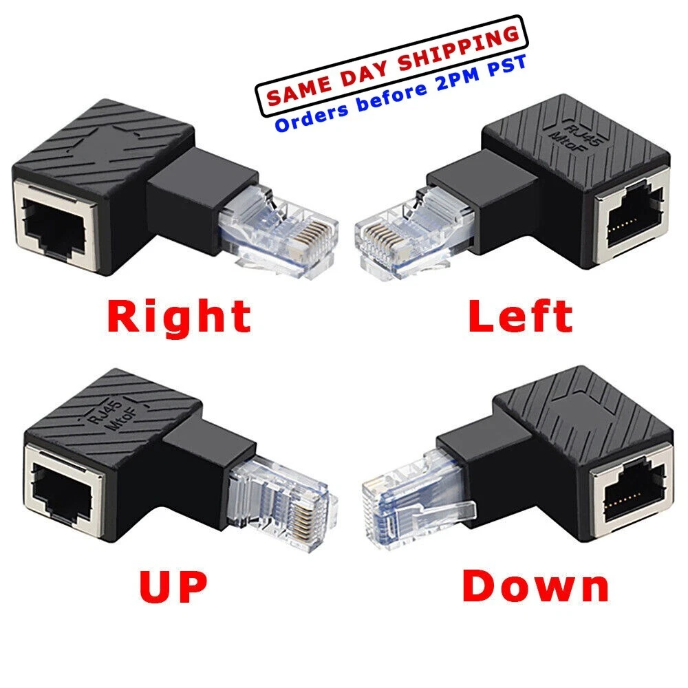 Multiangle RJ45 Cat5e/Cat6 Lan Network Extension Adapter, 90