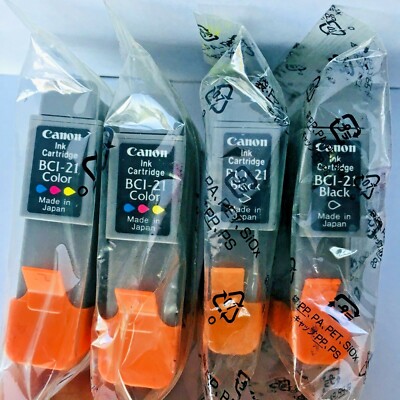 New Genuine Canon BCI-21 Twin Black & Twin Color Ink Cartridges, BJC-4650, BAG