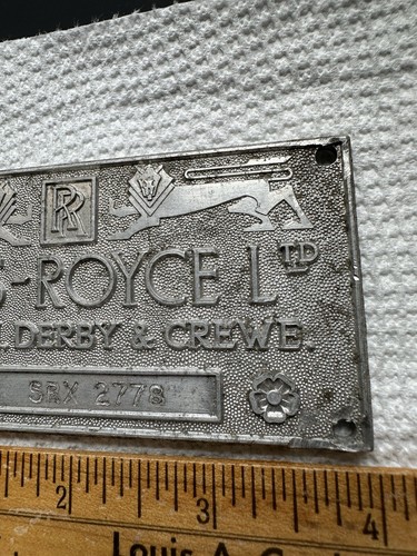 Vintage Rolls Royce London Derby Crewe Original-Zubehör-Hersteller Chassis Platte Schild SRX 2778 - Bild 5 von 8
