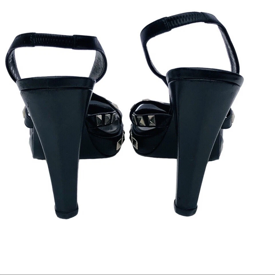 Gianni Versace tacchi alti neri con borchie punta aperta taglia 9 EU 39