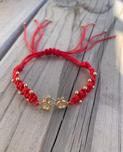 Authentic Red string bracelet, bracelet gold plated beads, greek jewelry, turkish jewelry
