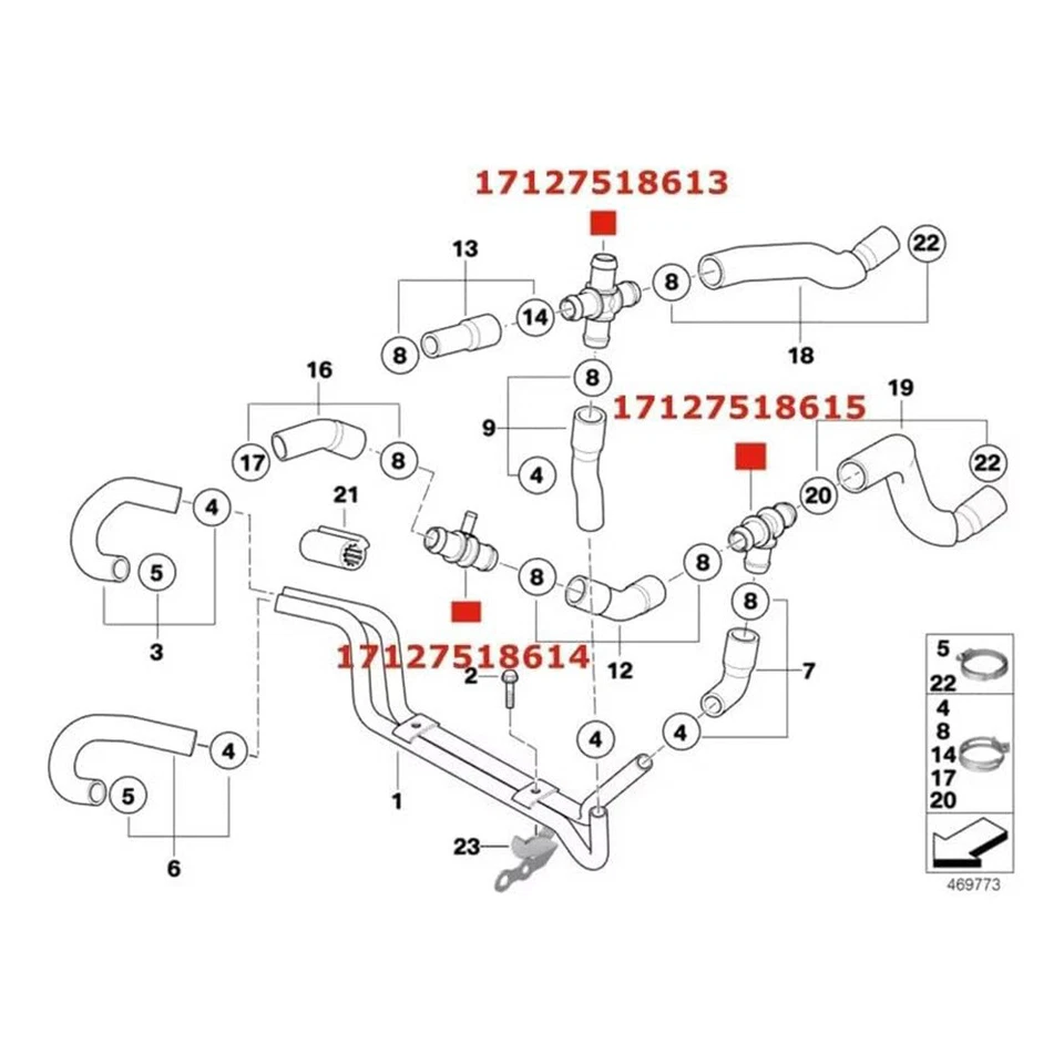 1 Set Cooling Heater Hose Connector Set For MINI Cooper S R52 R53 2002-2006 - Image 3 of 4
