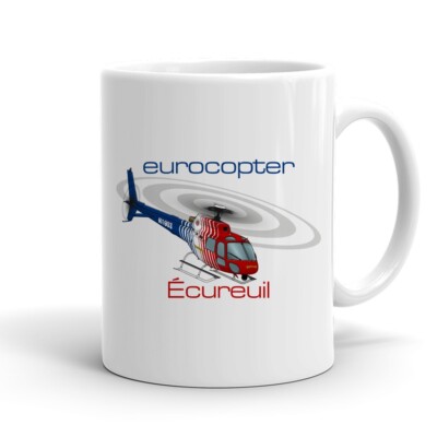 Eurocopter AS350 Ecureuil (Red/Blue) Helicopter Ceramic Mug - Personalized with 