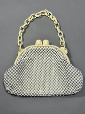 Vintage Whiting Davis White Alumesh Mesh Bag Purse Cream Bakelite Chain Handle