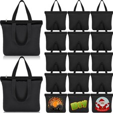 Canvas Tote Bags Bulk Blank Cotton Canvas Bag with Zipper Handles Reusable Pl...