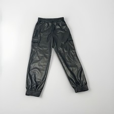 A New Day Women's Faux Leather Jogger Pants Size Medium Black Elastic Waist