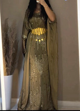 Kurdisches Kleid/Abendkleid, olivgrün/gold b...