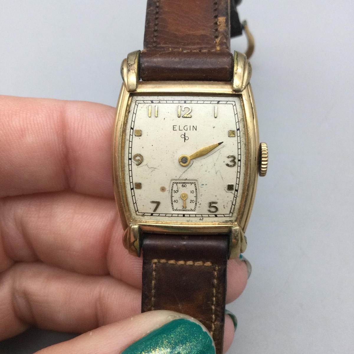 Vintage Elgin Tank Mens Watch 25mm Cal 554 Manual Wind NOT RUNNING