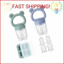 2 Pack Silicone Baby Fruit Feeder with Mini Freezer Tray, Breastmilk Popsicle Mo