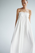 H&M Embroidered-Detail Tie-Strap Dress (Cream)
