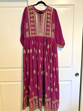 NEW Women  s Purple Embroidered Anarkali Salwar Kameez Suit w/ Dupatta Size 44