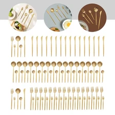 90 Pieces Gold Silverware Set Modern Stainless Steel Flatware Set Service For 18