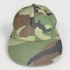 Vintage Camouflage Trucker Hat Mens OSFM Woodland Camo Snapback Mesh USA Made