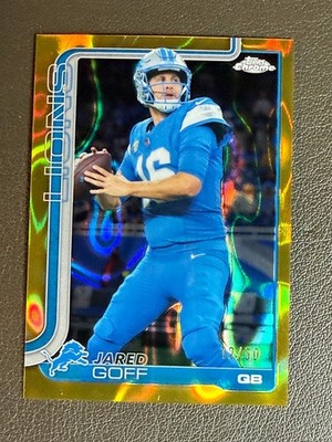 2025 Topps Chrome Jared Goff Gold Lava Refractor /50 #102 Lions SP