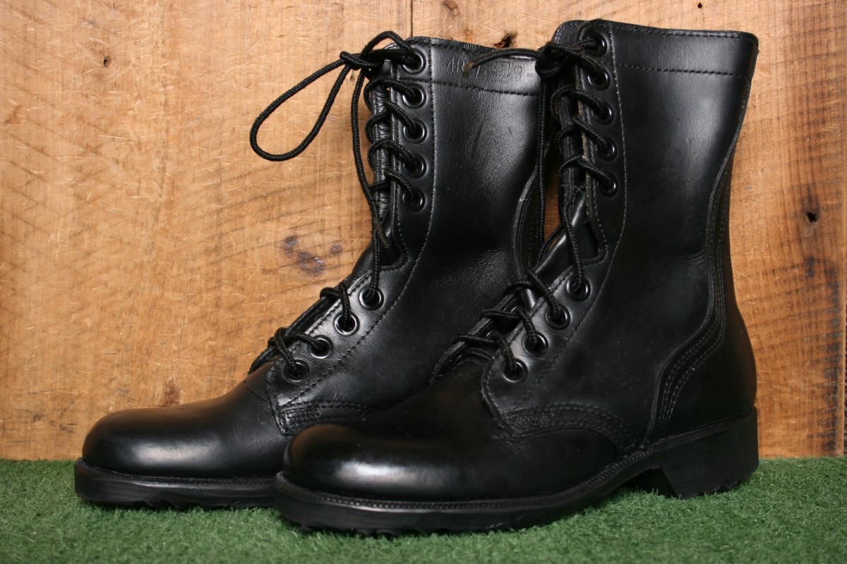 Vintage 1979 RO Search Black Leather Military Combat Boots Mens 9W Like New Dated 1979 Vintage RO-SEARCH Black Leather Combat Boots  main image 2
