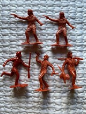 Marx Red Brown 54mm Frontiersman Figures Lot Of 5 - Used VG