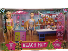 New Beach Hut Inc 2 Dolls Playset With Snacks/Ice Cream + Accessories For Sale!
