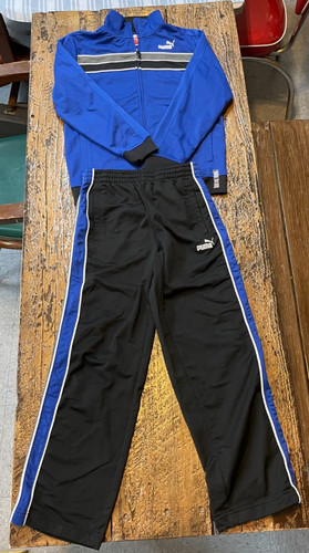 Y2K Boys Puma Blue & Black Matching Track Suit & Pants Size Medium