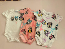 Disney Baby Girls Bodysuits 3 Pack 3-6M Cotton Short Sleeve Minnie Daisy