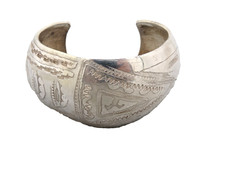 Tuareg Artisan Cuff Bracelet Heavy Sterling Silver 77.6g 1.5" WIDE Geometric