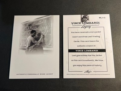 2012 Leaf PROOF without WORN JACKET Vince Lombardi Legacy #11 (2 pieces)