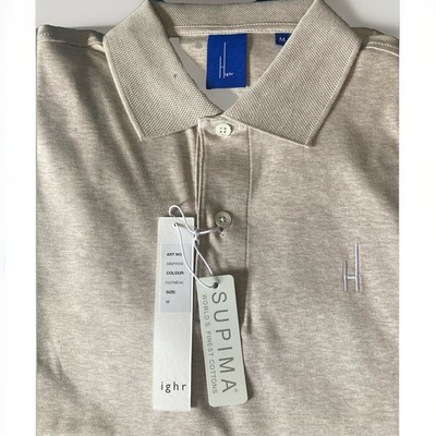 Brand New,ighr Supima Cotton Men's Short Sleeve Polo Shirt M Oatmeal HRPT036