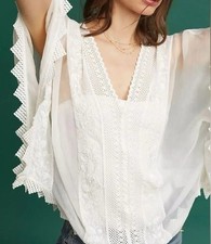 NWT Maeve Anthropologie Neriah Lg Embroidered Crochet Lace Beaded Kimono CoverUp