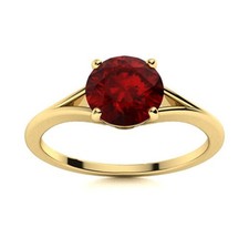 Round Natural Garnet 925 Sterling Silver New Solitaire Prong Ring Jewelry