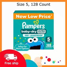 Pampers Baby Dry Diapers Size 5, 128 Count, Freeship