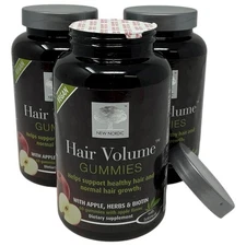 Lot of 3-New Nordic-Hair Volume Gummies 2500 mcg Biotin Daily Hair Vitamins