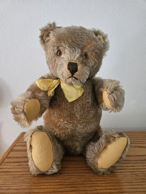 Very Large Vintage Steiff Caramel Mohair Teddy Bear 15'' Tall Button & Tag 43 cm.