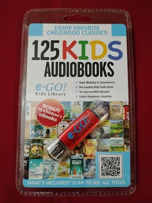 e-GO! Kids Library USB Drive with 125 Kids Audiobooks & 75 eBooks