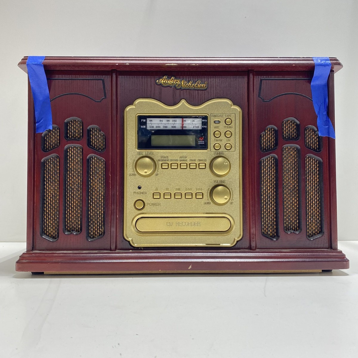 Anders Nicholson Red Gold Wood CD Recorder FM AM Radio Cassette