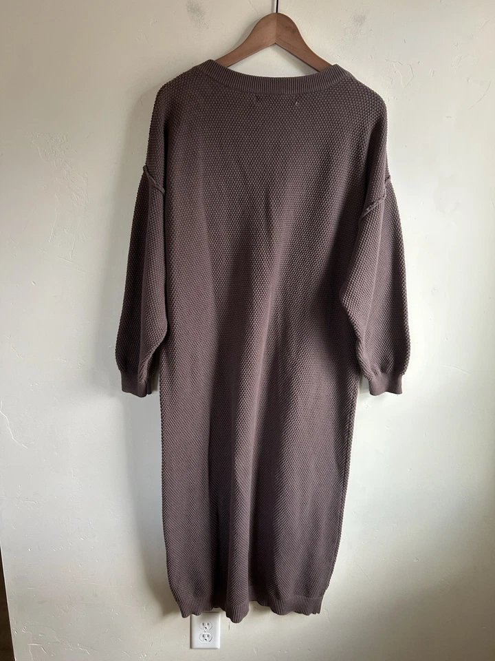 Vestido Suéter Free People Beach Hailee M Marrón Térmico Texturizado Maxi Grande Foto 3 de 4
