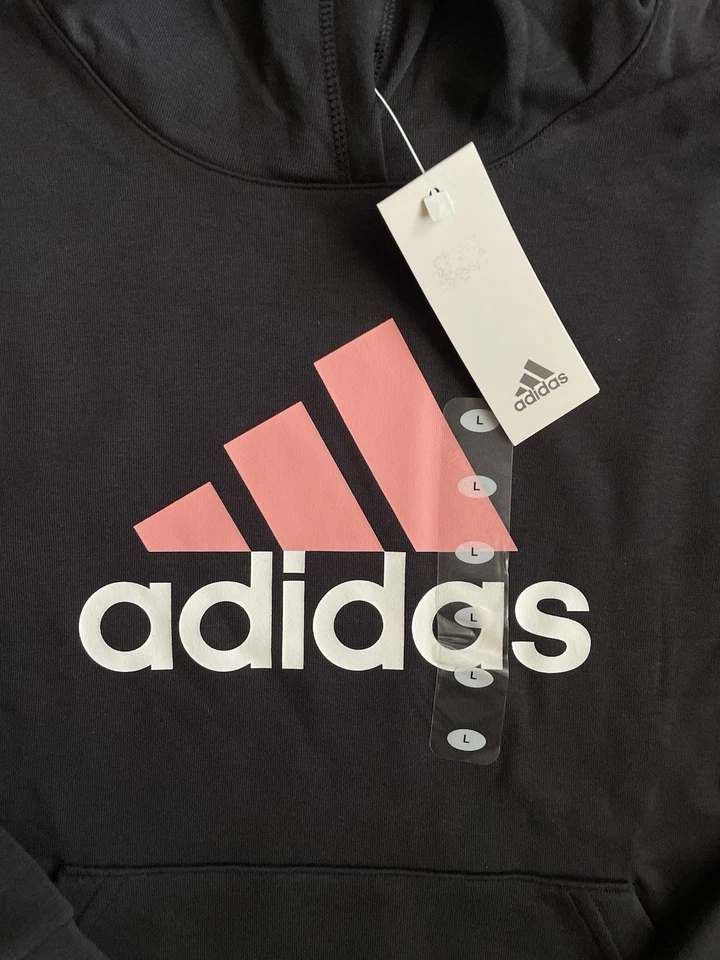 NUEVO CON ETIQUETAS Niñas Adidas Sudadera con Capucha Polar Manga Larga Negra - Talla Grande - ENVÍO GRATUITO Foto 2 de 4