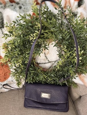 Nine West Coralia Mini Tunnel Crossbody Bag Blue Pebble Leather