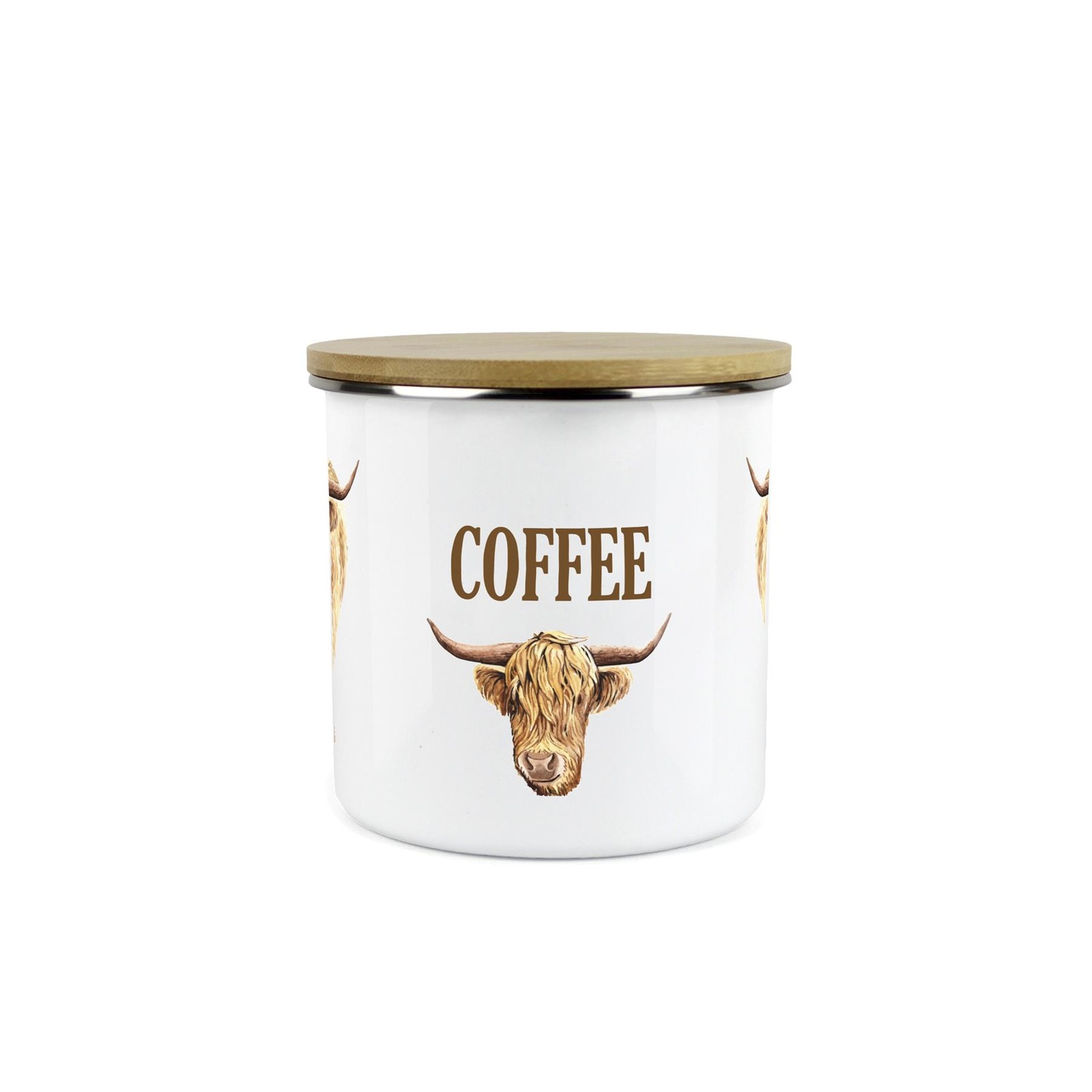 Highland Cow Coffee Canister - Countryside Farm Animal Medium Kitchen Storage