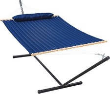 Lazy Daze Quilted Fabric Hammock W/ 12-Foot Stand Double 2-Person Hammock W/