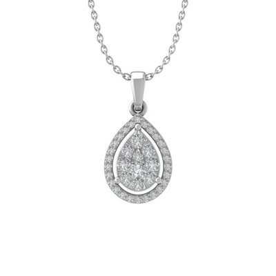 0.4Ct Lab Grown Diamond Sterling Silver Pendant Necklace 18'' Silver Cable Chain